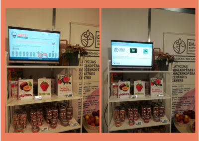 Part of LatHort stand and slide show during the biggest in the Baltics food industry fair “Riga Food” that yearly outlines the trends of the food industry development and highlights novelties